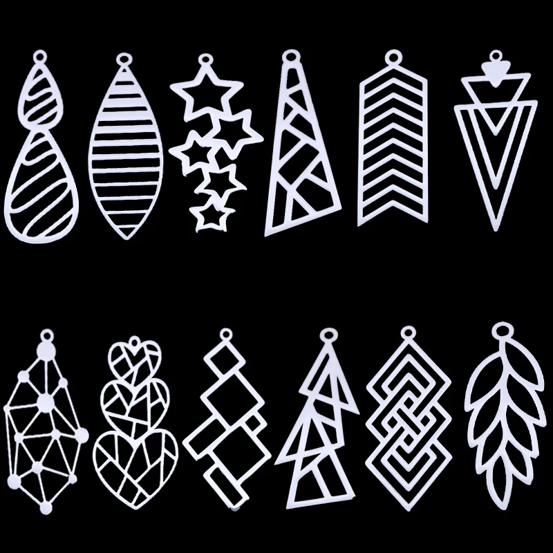 Image of 3 Stück lange Quasten Ohrringe Charms für Schmuckherstellung Dreieck Herz Stern geometrisch Edelstahl Anhänger Raute Kristall Linie
