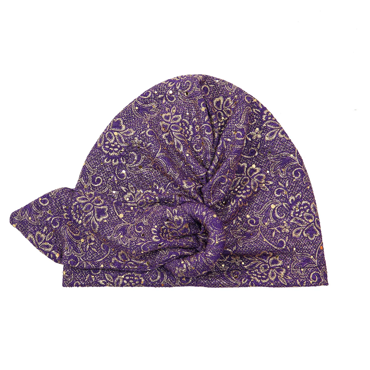 Neue Knoten Pailletten Plissee Hijab Kappe Muslimische Frauen Chemo Turban Stretchy Headwrap Schal für Haarausfall Mode Indische Femme Motorhaube – Detail 2