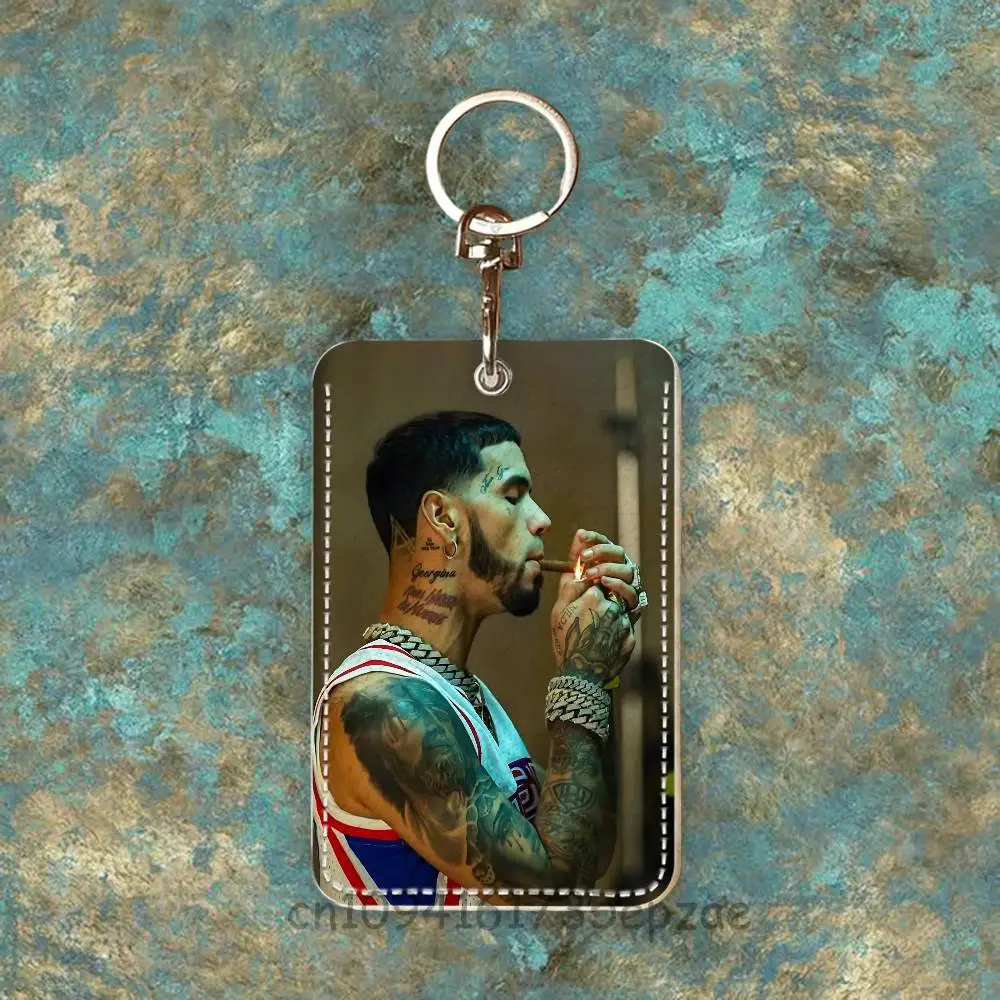 A-Anuel AA Premium PU Leather Card Holder Card Case with Metal Carabiner,Customizable Design for Daily Use
