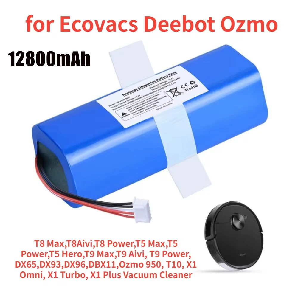 2024 Upgrade 12800mAh14.4V For ecovacs T5 T8 T9 T10 T20 DLX11 DLX13 DLN12 X1 X1omni X1turbo Sweeping robot battery