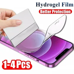 4Pcs Full Cover Hydrogel Film For iPhone 15 14 Pro Max X XS Max XR Screen Protectors For iPhone 11 Pro Max 13 12 Mini 7 8Plus