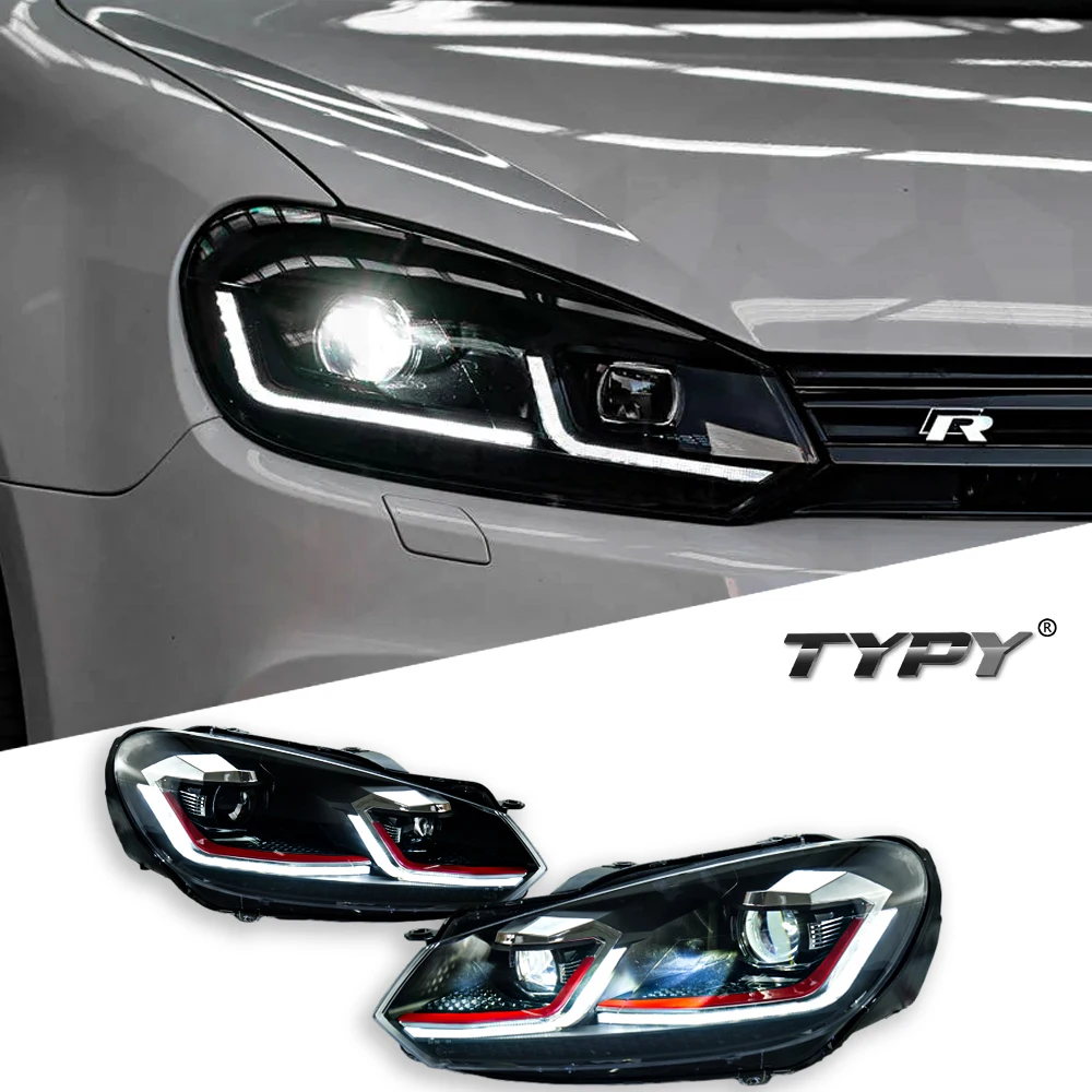 TYPY Car For VW Golf 6 Headlights Mk6 2009-2012 Upgrade Modified to New DRL Dynamic Turn Signal LED Headlight Auto Accessories