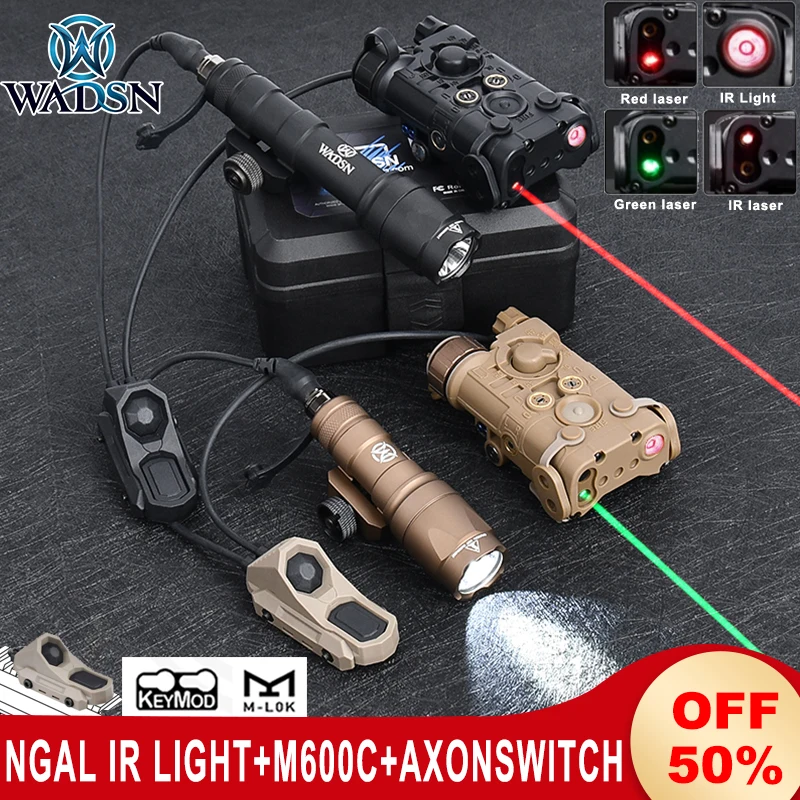 WADSN Tactical NGAL Red Green IR Laser Strobe IR Led Light M600C Flashlight M300A Airsoft Hunting Sight Dual Pressure Switch