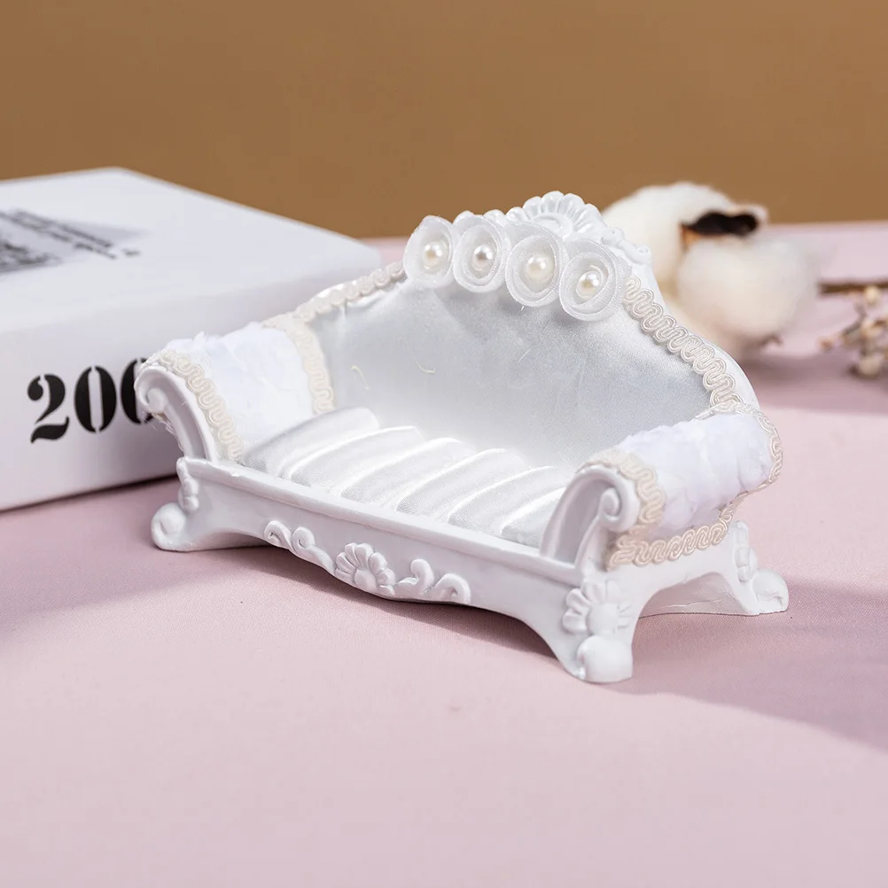 

Jewelry Rings Display Organizer Mini Sofa Shape White Vintage Style Ring Storage Plate Jewelry Organizer Storage Holder