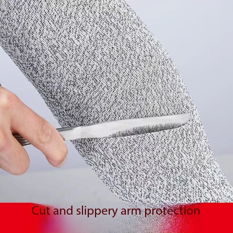 Protective glove for arm, level 5 hppe, cut-resistant, work safety glove, anti-hole, construction, automotive glass