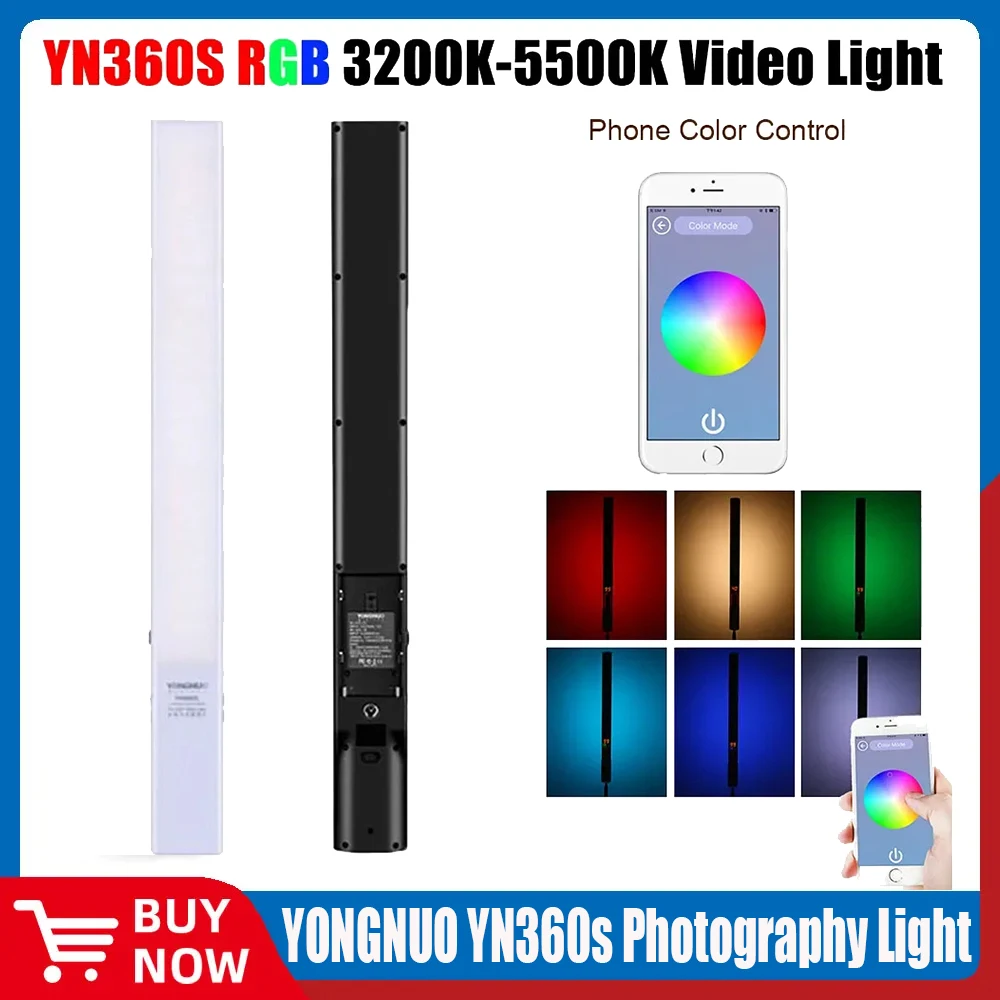 YONGNUO YN360s LED Video Photography Light 3200K-5500K RGB Colorful  Ice Stick Professional Photo Lamp with APP Remote Control