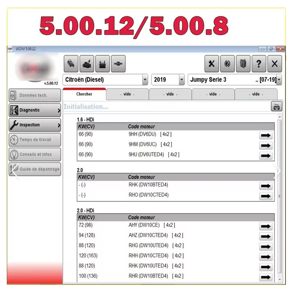 Kengen 포함 프랑스어 진단 도구 소프트웨어 5.0012, WOW 5.00.12, Vd TCS Pro 150E, 자동차 트럭 액세서리