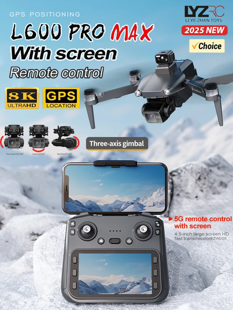 Nieuwe L600 Pro MAX 4K Professionele Drone Met 8K HD Camera 3-As Gimbal GPS Dron Obstakel vermijden 5G WIFI FPV RC Quadcopter Speelgoed - afbeelding 2