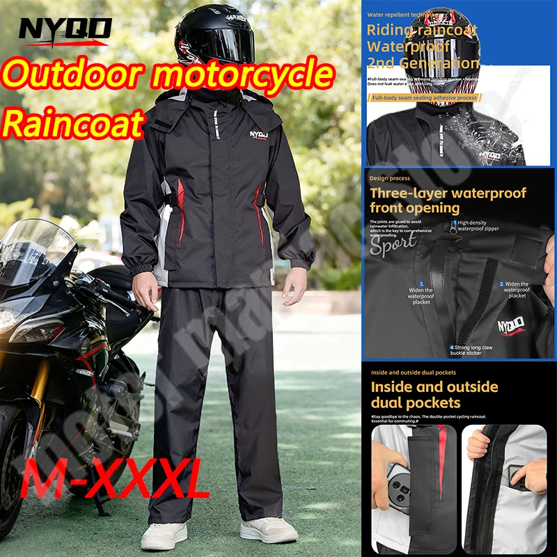 オートバイレインスーツ-男女兼用-防水-バイク用レインコート-ジャケット-パンツ-バイカーレインコート-アウトドア-登山-釣り-サイクリング用