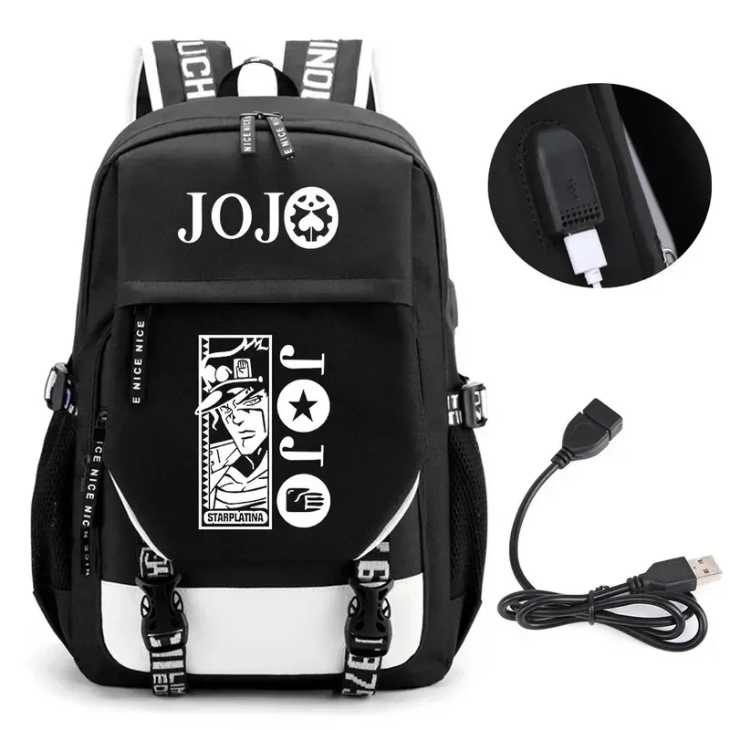 Mochila de Anime JOJO Jonathan Joes Killer Golden Experience, mochilas escolares, Mochila de viaje con puerto USB, bolsa para ordenador portátil para niños y niñas Bac NM31