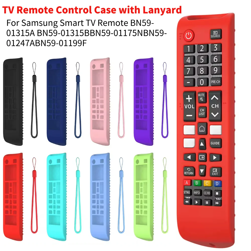 TV Silicone Remote Case for Samsung TV Remote BN59-01315A 01175N Controller Sleeve Skin Soft Protective Cover with Lanyard