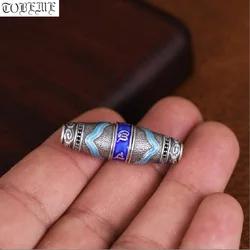 100% 999 silver Tibetan OM Mani Padme Hum Bead Pure Silver Enamel Buddhist OM Mantra Beads Charm