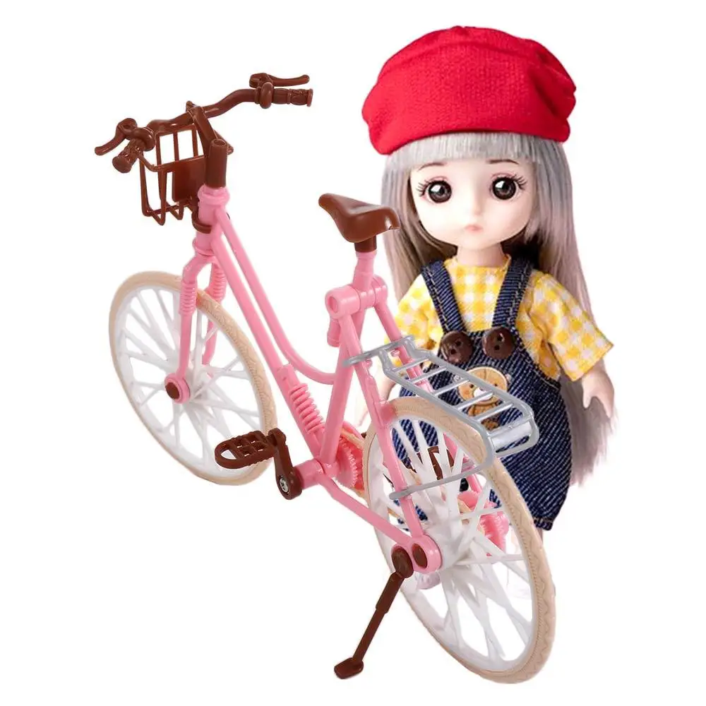 for Girls With Basket Simulation Children Gifts BJD Doll Bikes Doll Bicycle Matching Doll Bikes Bicycle Model