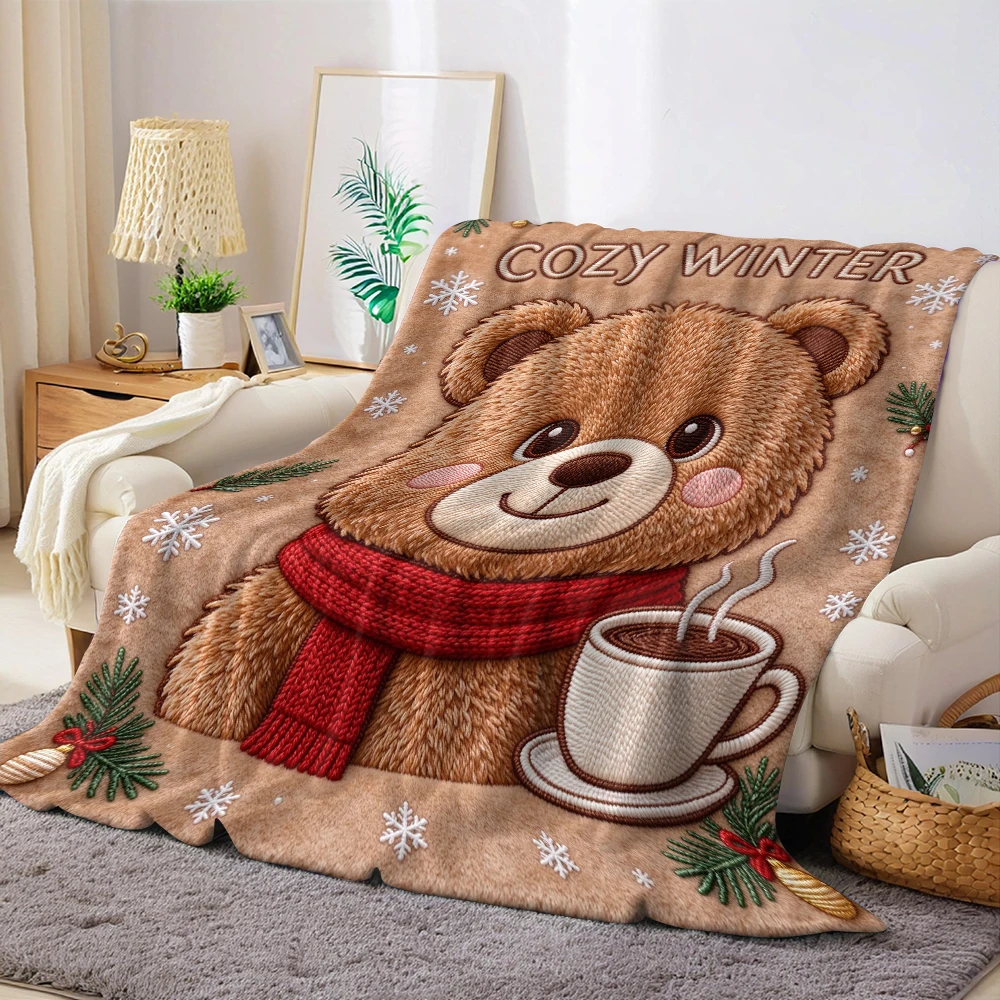 Stitch Purple Deer Flannel Blanket Warm Soft Halloween Christmas Decorative Couch Warm Cozy All-Season Gift