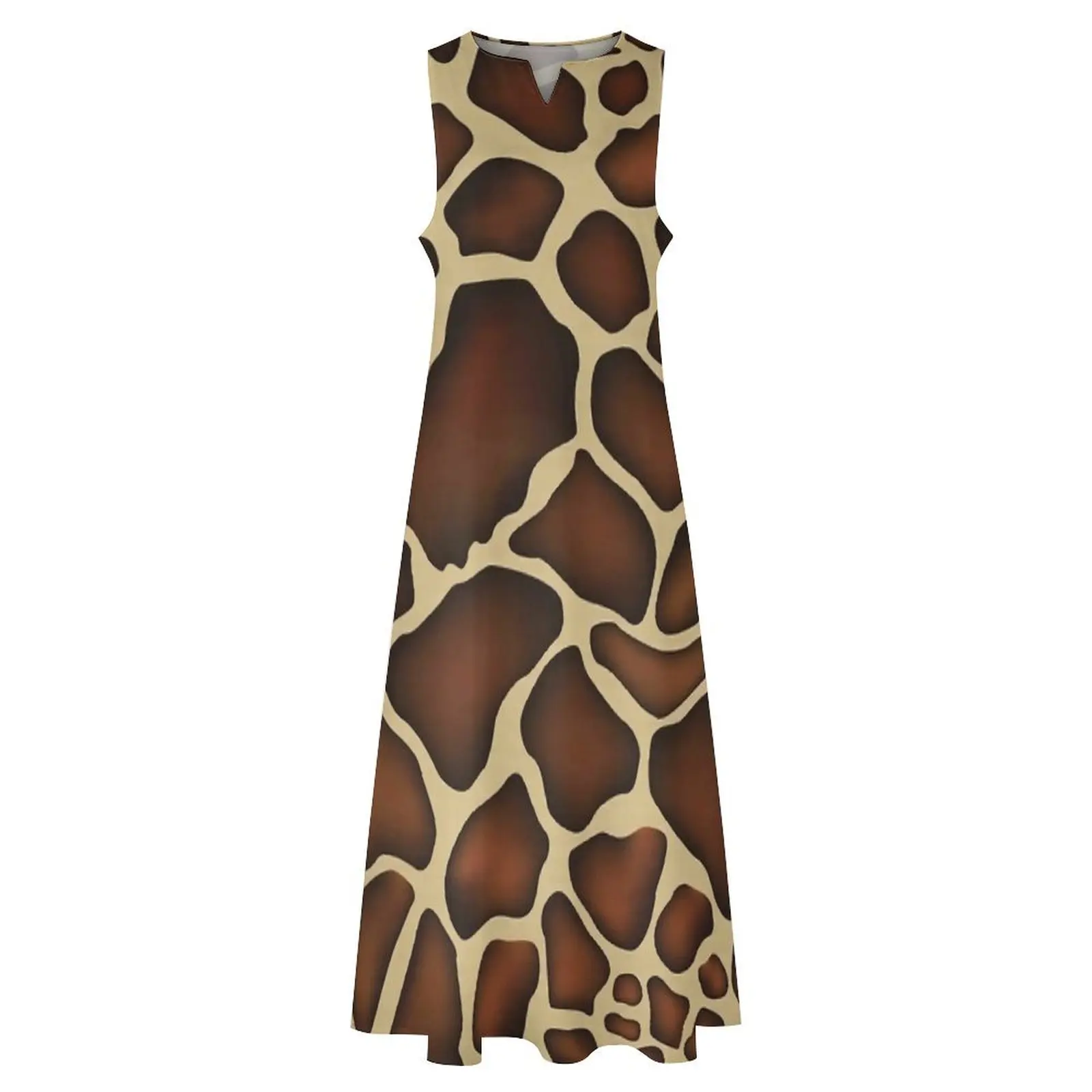 Giraffe Print Kleid Tier Haut Muster Kawaii Maxi Kleid V-ausschnitt Benutzerdefinierte Böhmen Lange Kleider Straße Tragen Oversize Vestido