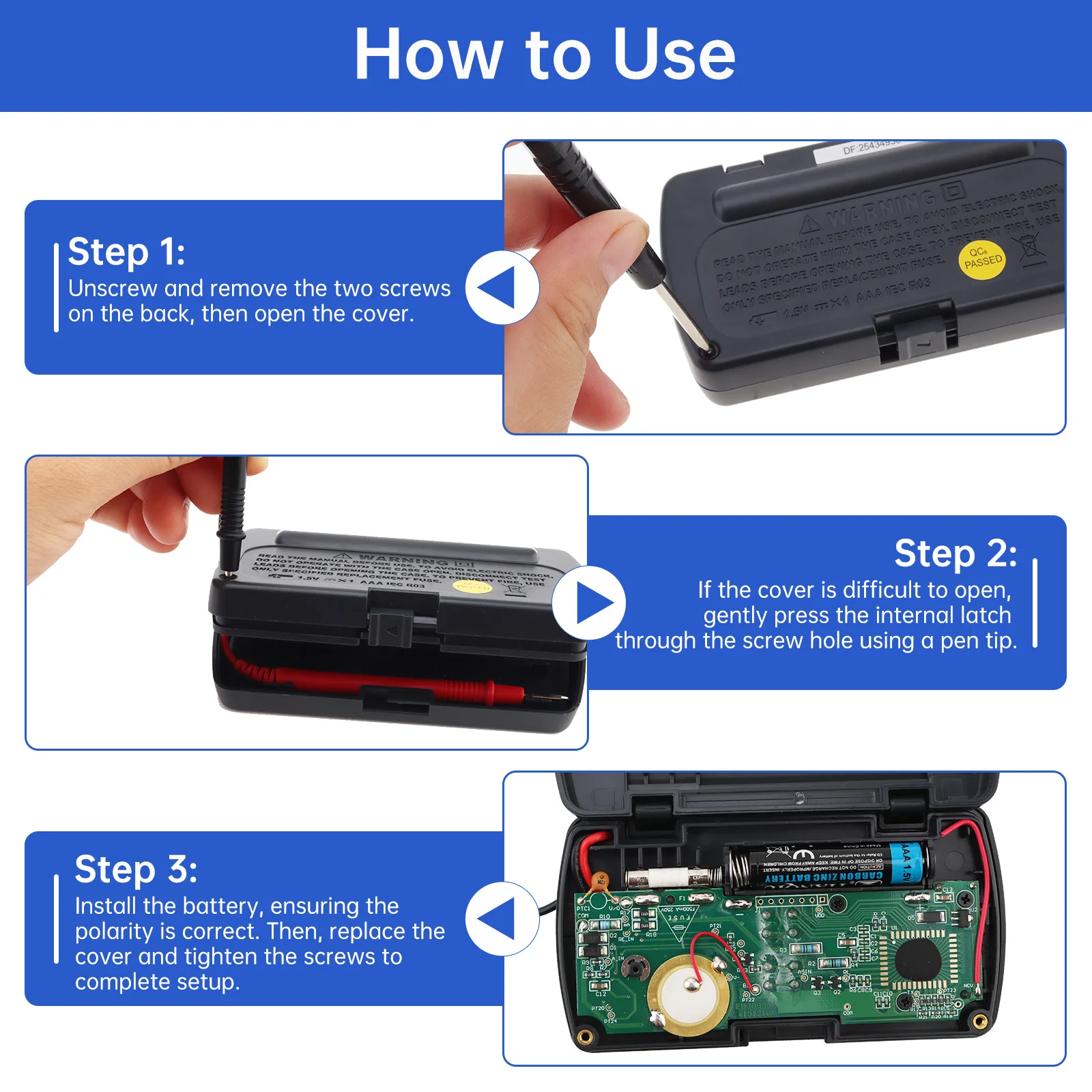 EM3081 Mini LCD Display Digital Multimeter with One Pair Test Pen for Measuring DC AC Voltage and  DC Current / Resistance