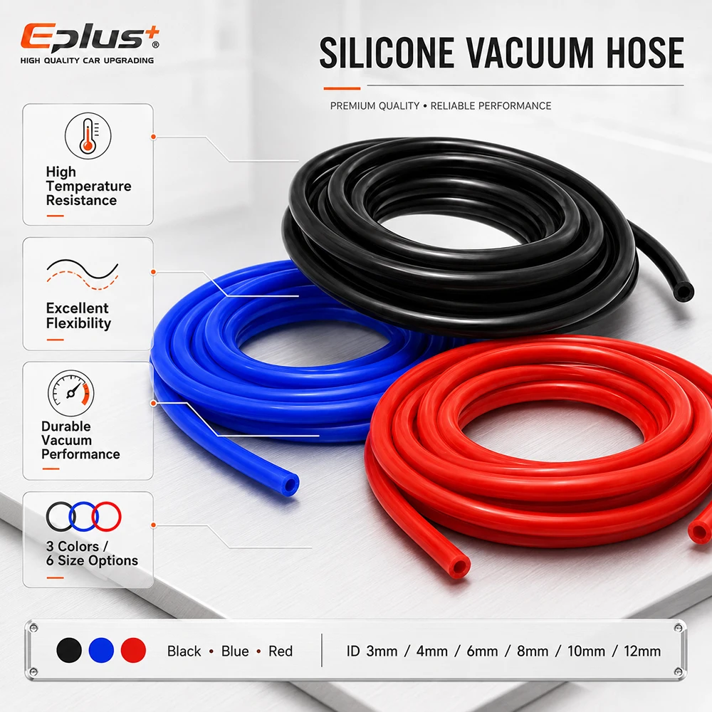 Universeller Flexibler Schwarzer Roter Blauer Silikon-Vakuumschlauch ID 3-12mm Flammhemmend Hochtemperatur Auto Motorrad Motor Luftschlauch – Detail 3