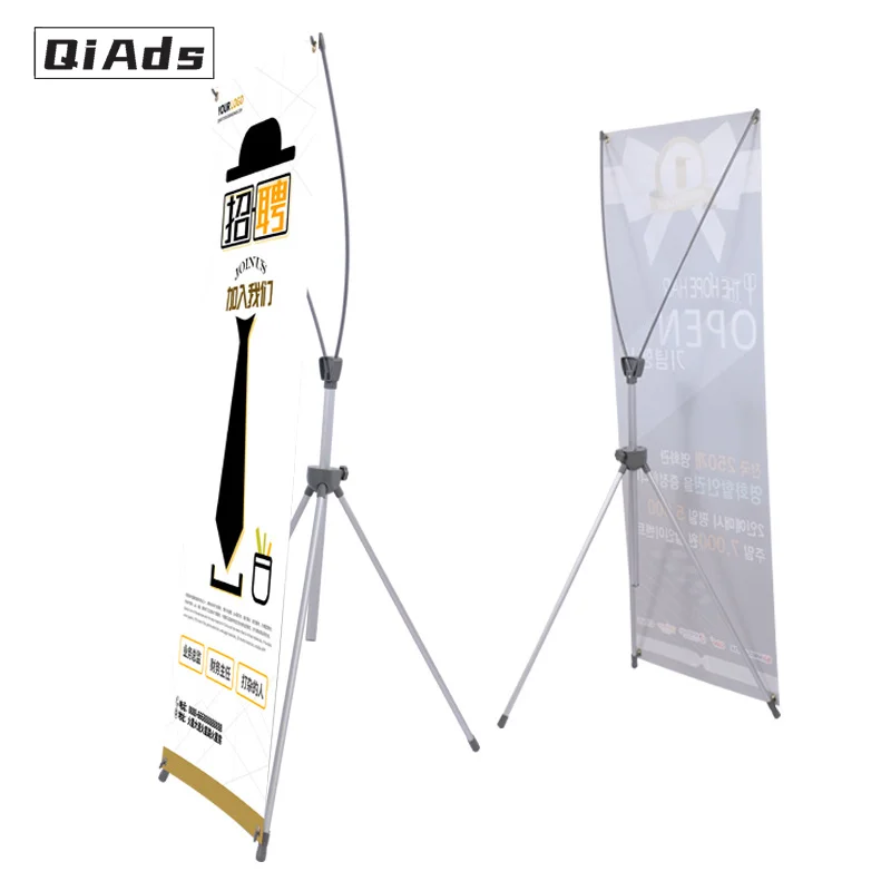 QiAds Custom X display table decorative rack wedding birthday banner cloth advertising display promotion trade poster rack