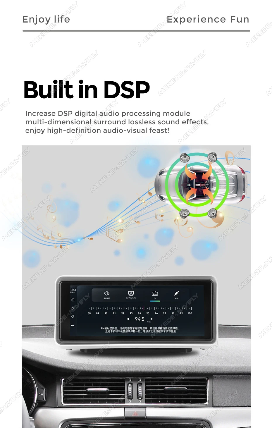 MEKEDE 6,86-zoll Universal Auto Radio Drahtlose Carplay Android Auto MP5 Player Multimedia Recorder FM AUX DSP BT – Detail 8