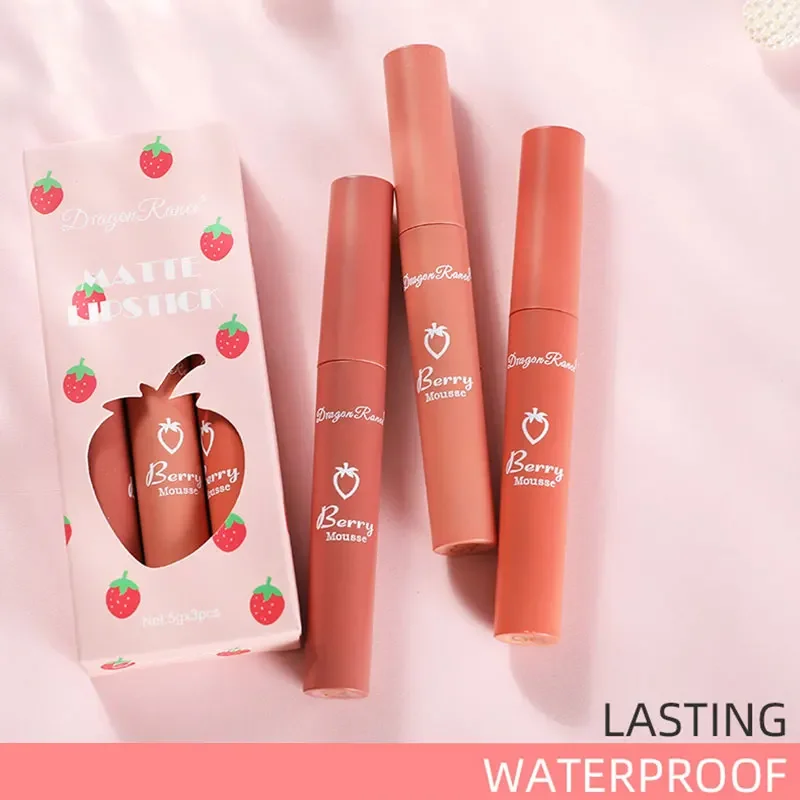 3 PCS lipstick Set Korean Long Lasting makeup for women lip gloss set Cosmetics lip stick Matte lipstick long lasting beauty