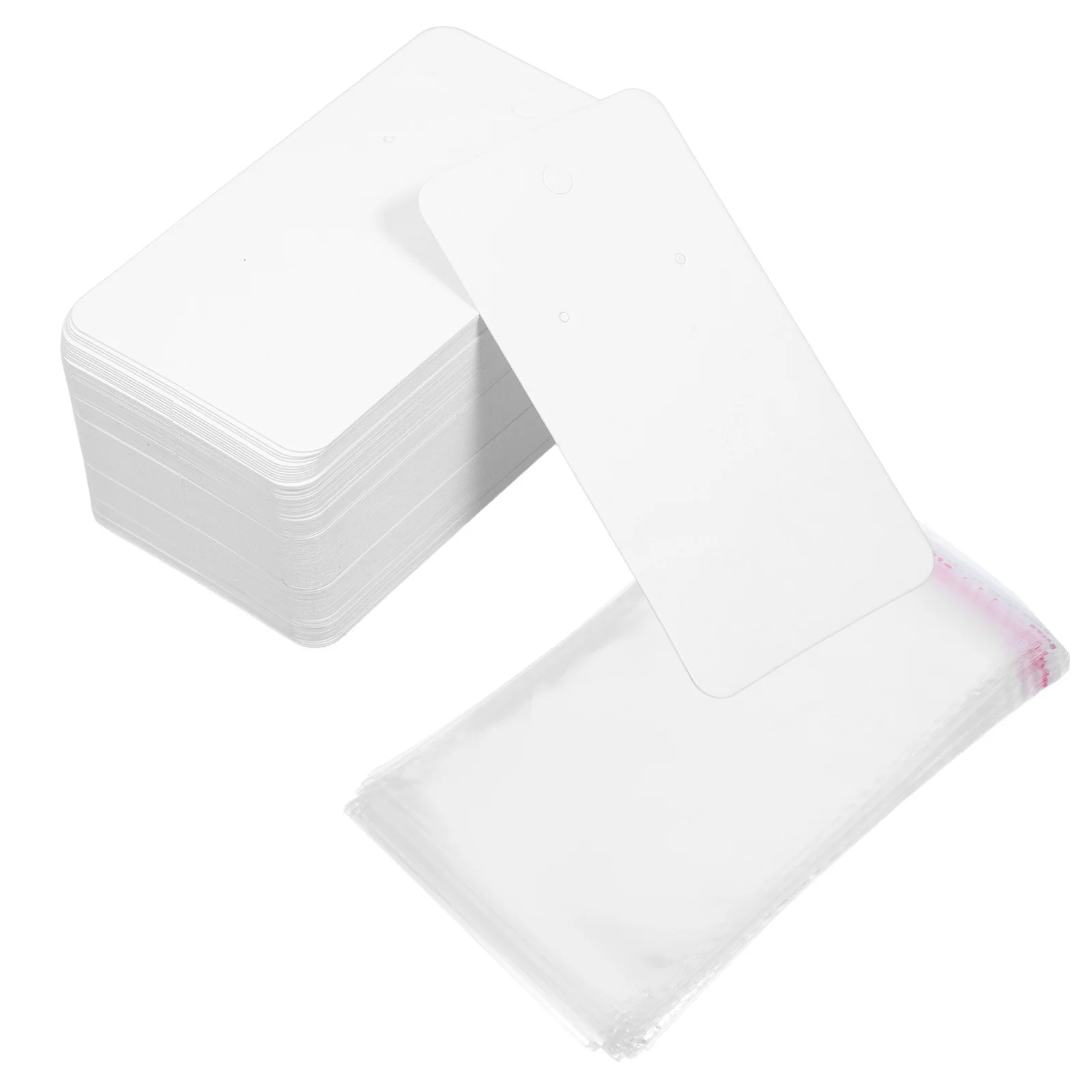 100 قطعة بطاقات عرض قلادة القرط مع 100 أكياس حاملي بطاقات المجوهرات لبيع التعبئة والتغليف كرافت العلامات سوار عرض مجموعة