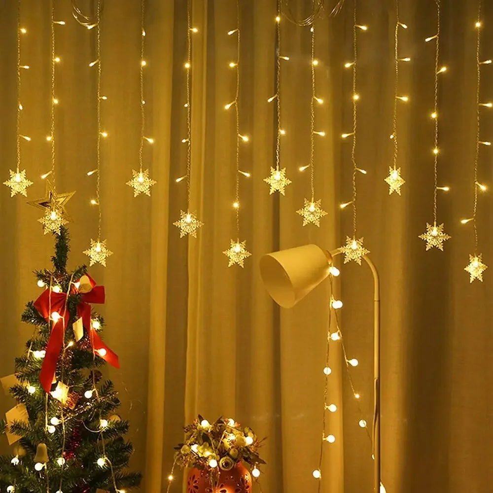 Snowflakes LED Lights Christmas Lighting Strings Romantic Curtain Led Light Waterfall Sparkling Fairy Garden Holiday Decor