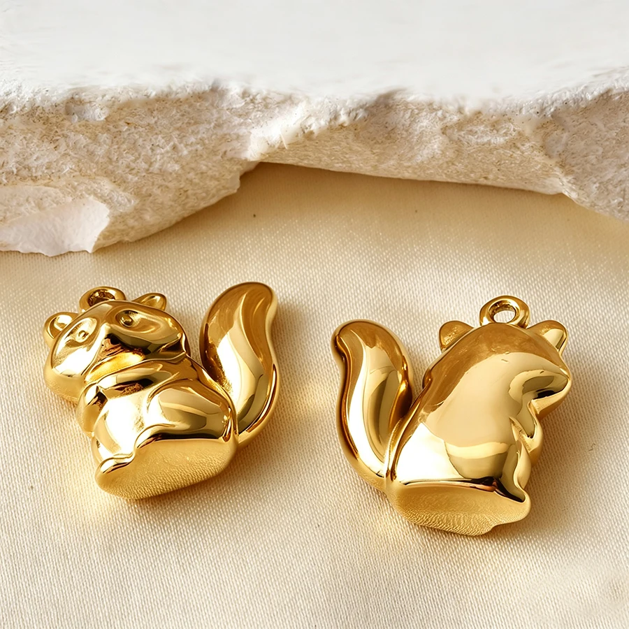 5 Stück goldfarbene Edelstahl-Anhänger in Form von niedlichen Hunden, Fischen und Enten, PVD-beschichtet, für Schmuckherstellung, Tieranhänger, DIY-Halskette, Schlüsselanhänger – Detail 16