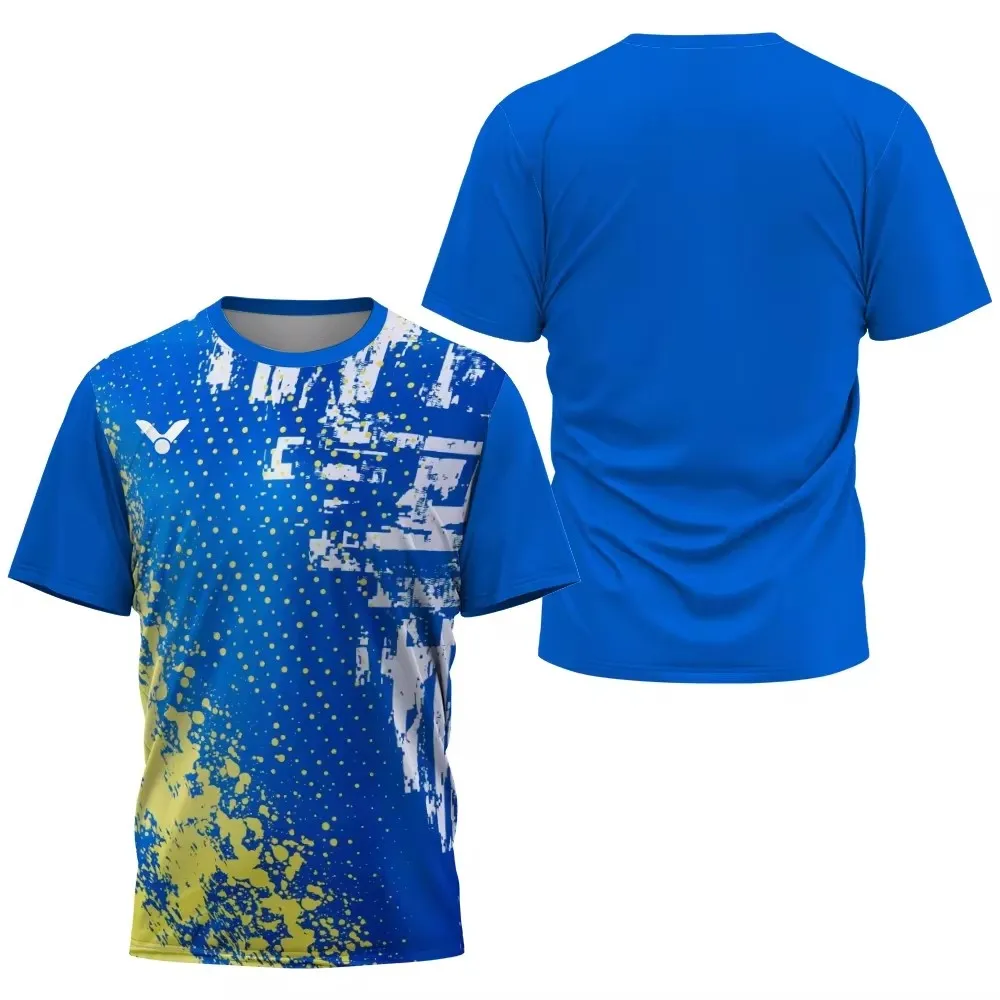 Men Gym Sportswear Color Clash Print T-Shirts Unisex Sportwear Fitness Breathable Short Sleeve Daily Running Training Man Tops