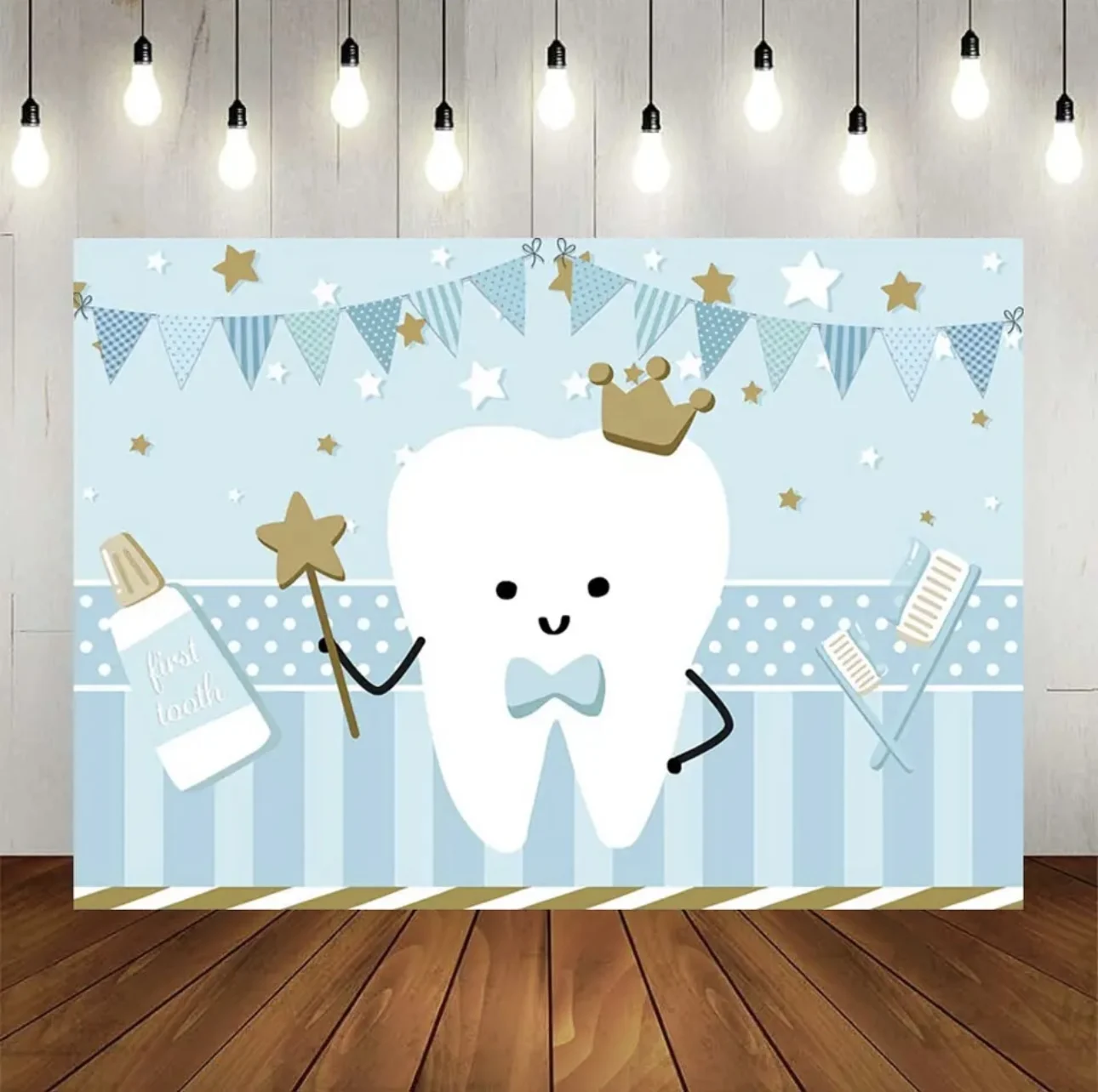 Baby Cartoon My First Teeth Birthday Party Decoration Background Banner This is a boy and girl poster shooting background Tooth