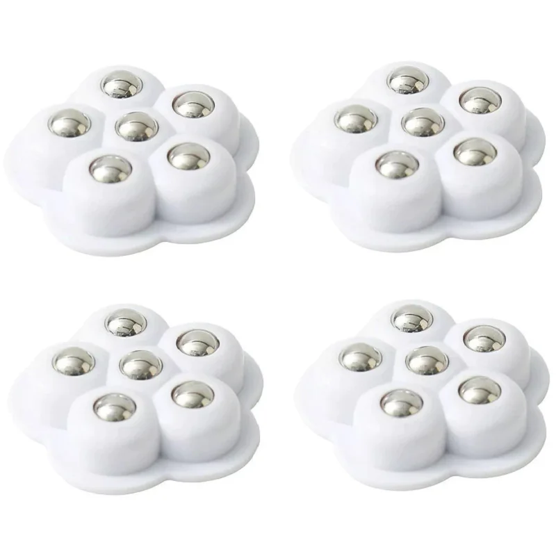 4-Pack 6-Ball Swivel Caster Wheels - No Drill Adhesive Universal Silent Rolling Wheels for Home Storage