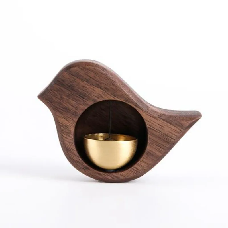 

Black Walnut Bird Bell Dopamine Doorbell Refrigerator Brass Magnetic Wind Chime Solid Wood Glued Suction Door