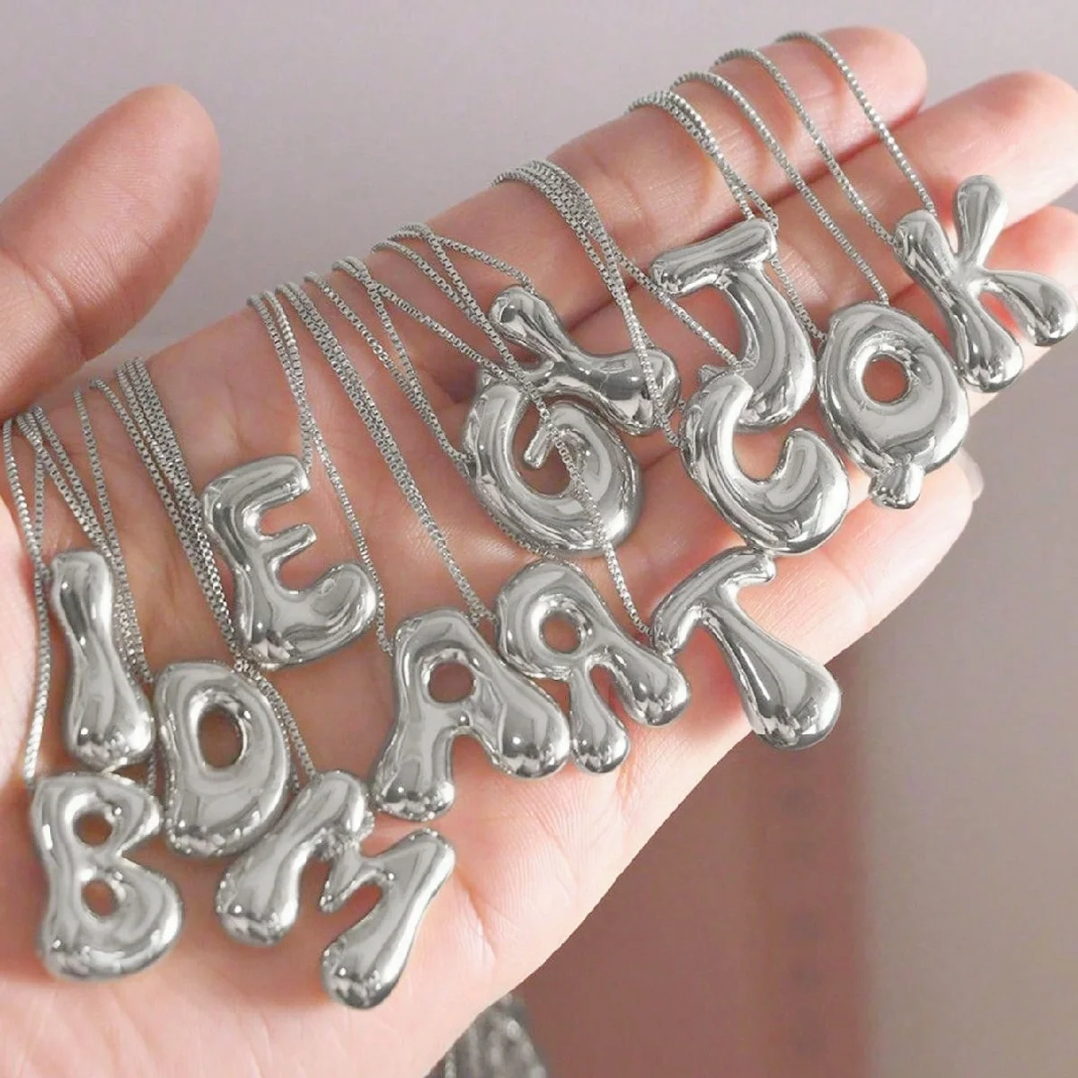 Collar con Colgante de Letra 3D de Acero Inoxidable, Sin Deslustre, Sin Óxido, Collar con Inicial de Letra de Acero Inoxidable para Mujer