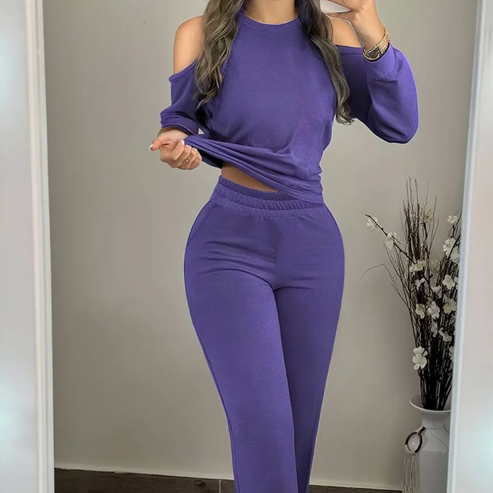 عارضة تناسب البدلة السراويل الخريف الشتاء أزياء المرأة فرقة السراويل الطويلة مجموعة نمط مريح لا الديكور