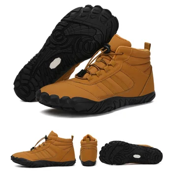 Botines de nieve forrados de piel para hombre y mujer, botas impermeables, cálidas, para caminar y hacer senderismo, Invierno