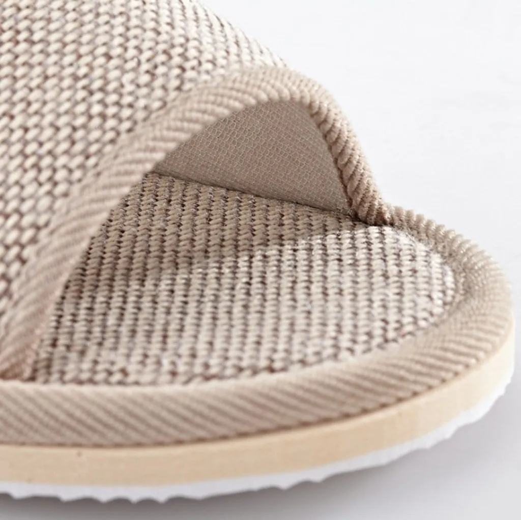 5pcs Home Slippers Women\'S And Men\'S Shoes Couples Plain Home Linen Slippers Indoor Flat Shoes Sandals Guest Slippers