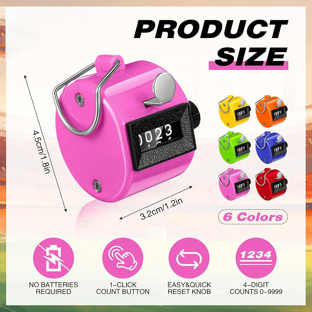 Plastic Palm Tally Counter 4 Digit Manual Clicker No Battery Quick Reset Finger Ring for School Event Counting