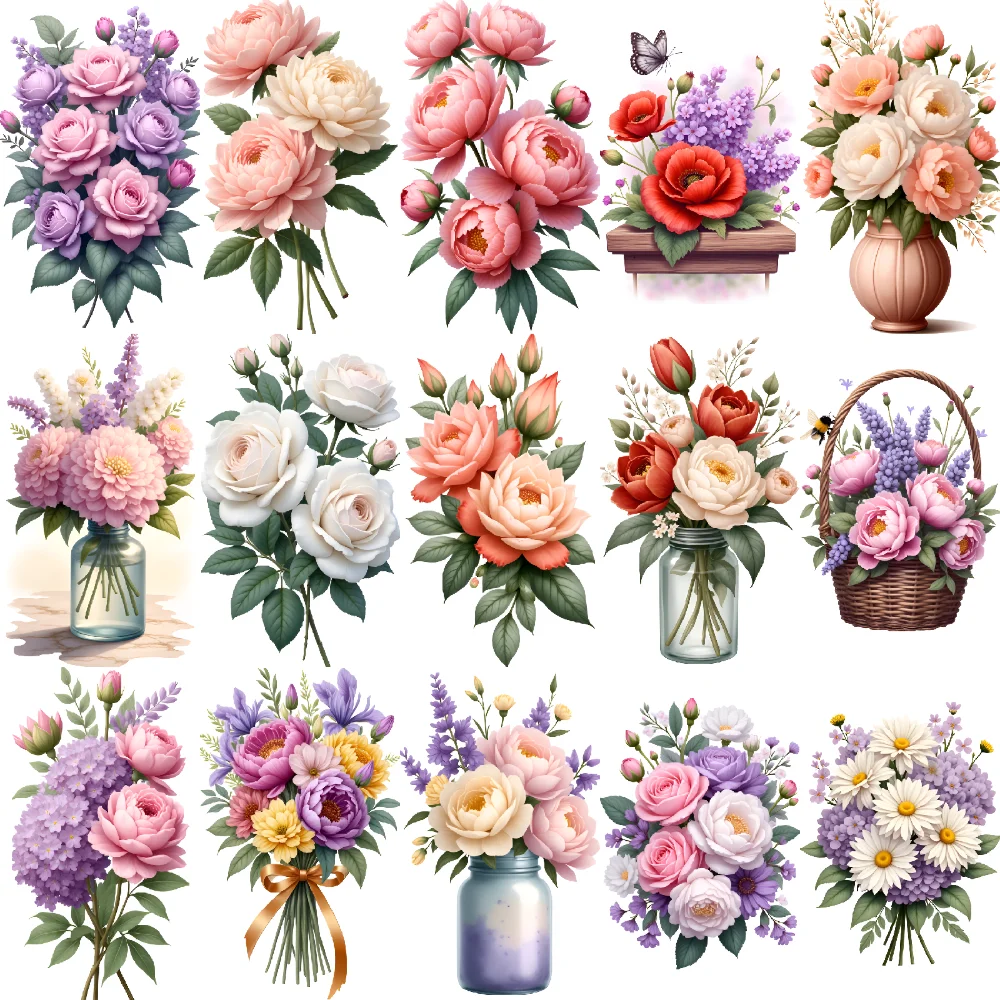 

9pcs Temporary Tattoo Flower Designs Temporary Tattoo Stickers Nature Art Bouquet Patterns Illustration For Men Women Arms
