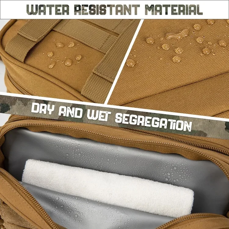 Reise-Duschhygiene-Tasche zum Aufhängen, Dopp Kit, Taktische Rasier-Tasche für Herren und Damen, Mini Molle Anhänge-Werkzeugtasche, Outdoor Toilettenartikel Aufbewahrungstasche – Detail 3