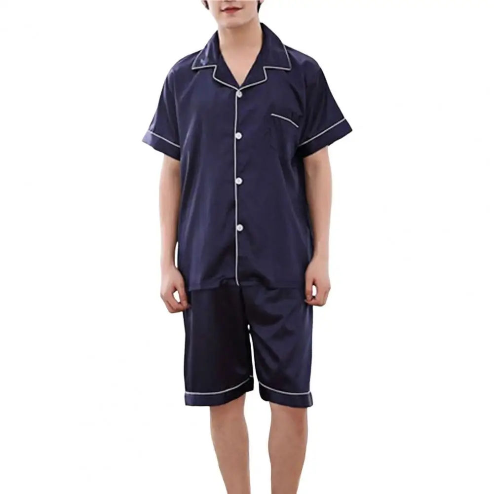 New Summer Pajamas For Man Big Size Silk Mens Pajama Sets Shorts Satin Short Sleeve Sleepwear Home Pijama Night Wear Loungewear