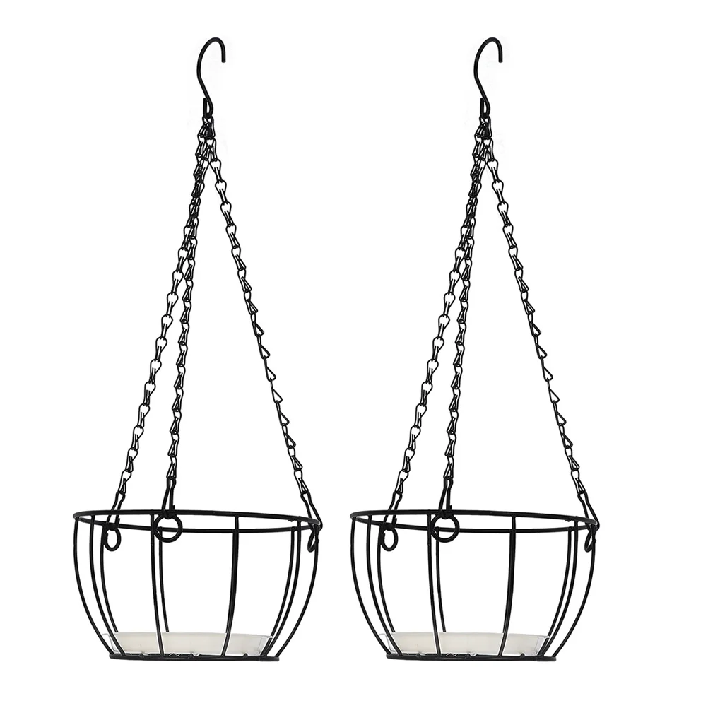 

2Sets Hanging Basket Planter Metal Iron Wire Decorative Flower Pot Holder for Outdoor Balcony Garden Patio Iron Planter Basket