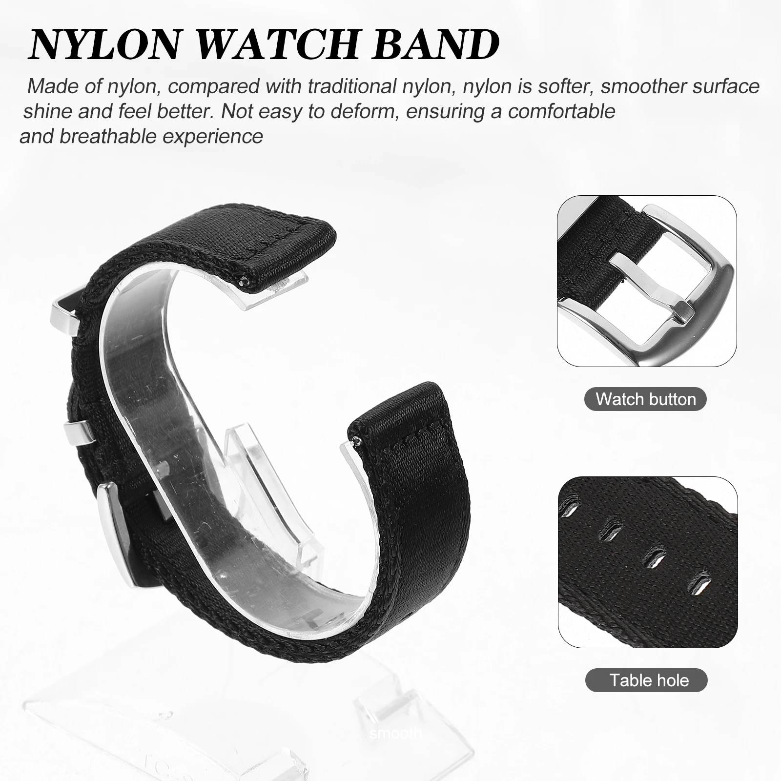 

Nylon Band Replaceable Watchstrap Adjustable Durable Lightweight Comfortable Replacement Watch Part Wear-Resistant Elegant