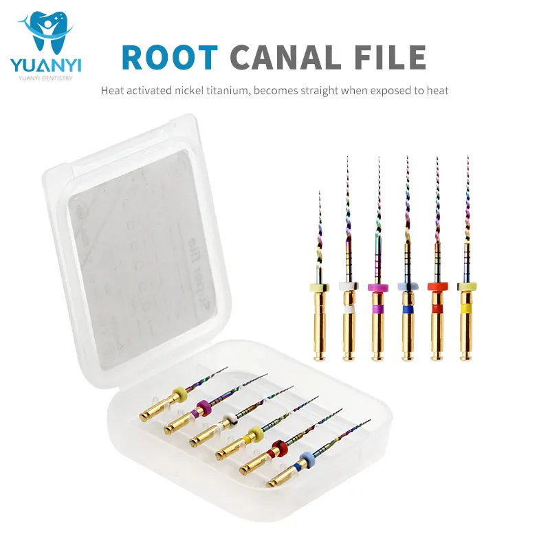 

6Pcs/Box Autoclavable Dental Heat Activated Root Canal Files Endo File Root Canal Instrument For Preparing Root Canal Treatment