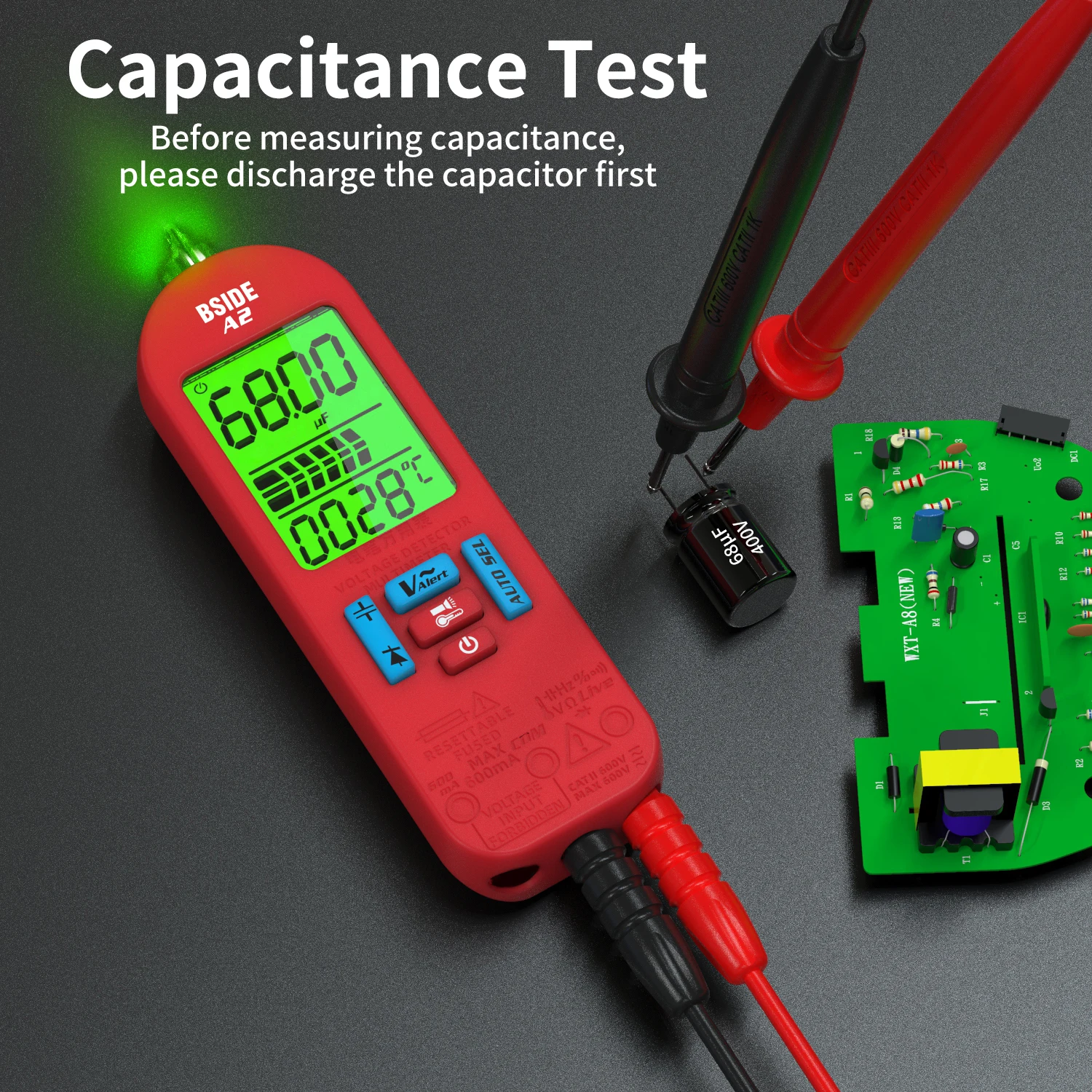 Profesional Digital Multimeter USB Charge AC DC Current Voltage Tester Auto Range Non Contact Voltage Detector  Capacitance Ohm