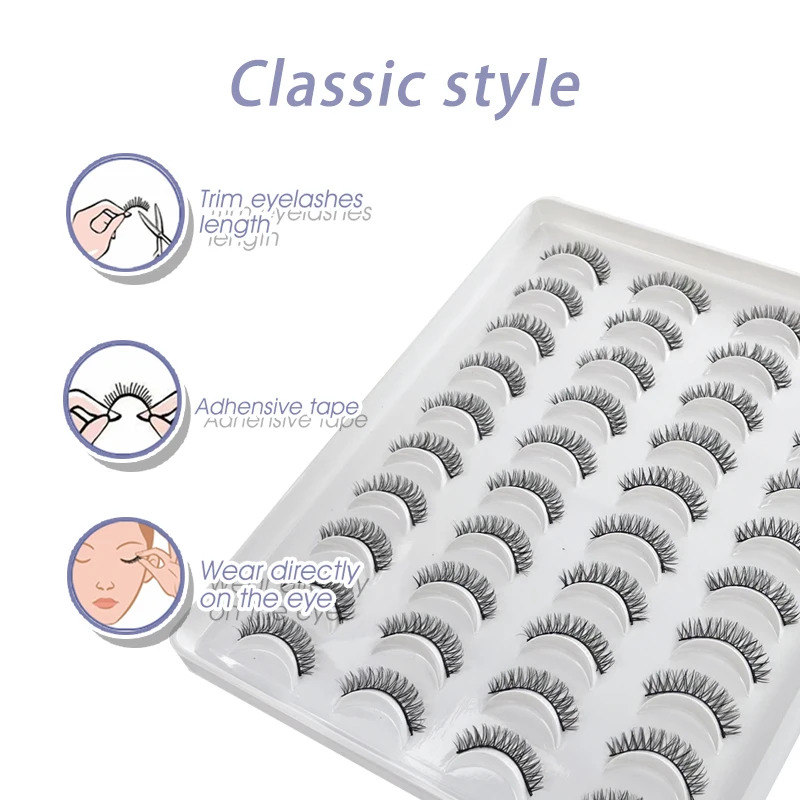 Wholesale 20Pairs 3D Mink Eyelashes Natural Thick False Eyelashes Light Weight Wispy Volume Russia Short Fake Eye Lashes Makeup