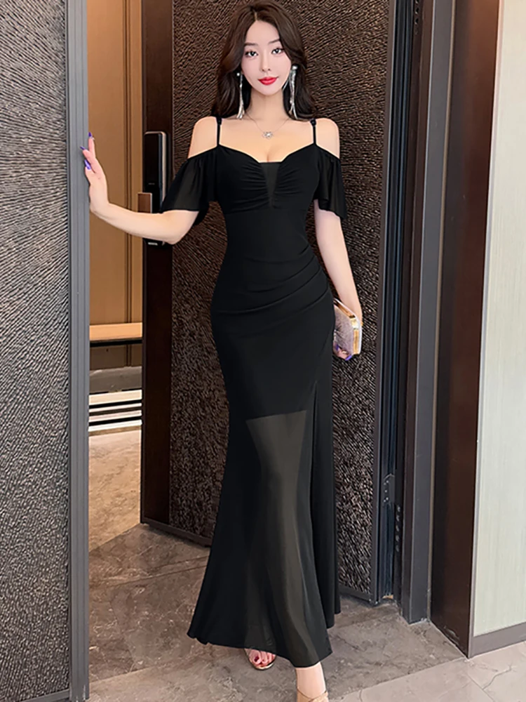 Damska Zielona Sukienka z Siateczki, Odkryte Ramiona, Seksowna Sukienka na Ramiączkach, Długa Sukienka Letnia Elegancka Codzienna z Rozcięciem, Koreańskie Sukienki Vintage Luksusowe na Imprezę Vestidos 2025