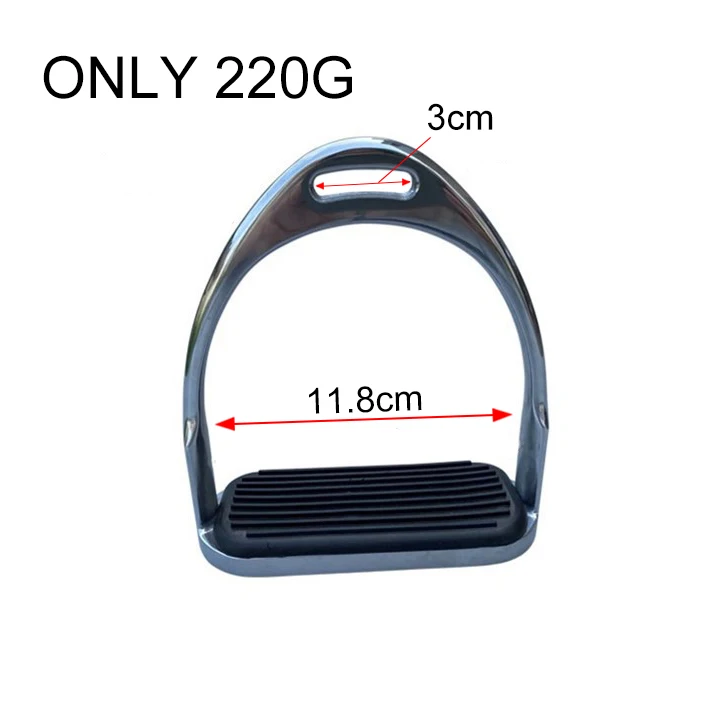 ركاب الحصان من الفولاذ المقاوم للصدأ، سبيكة خفيفة الوزن + وسادة مطاطية لرياضات الفروسية الآمنة