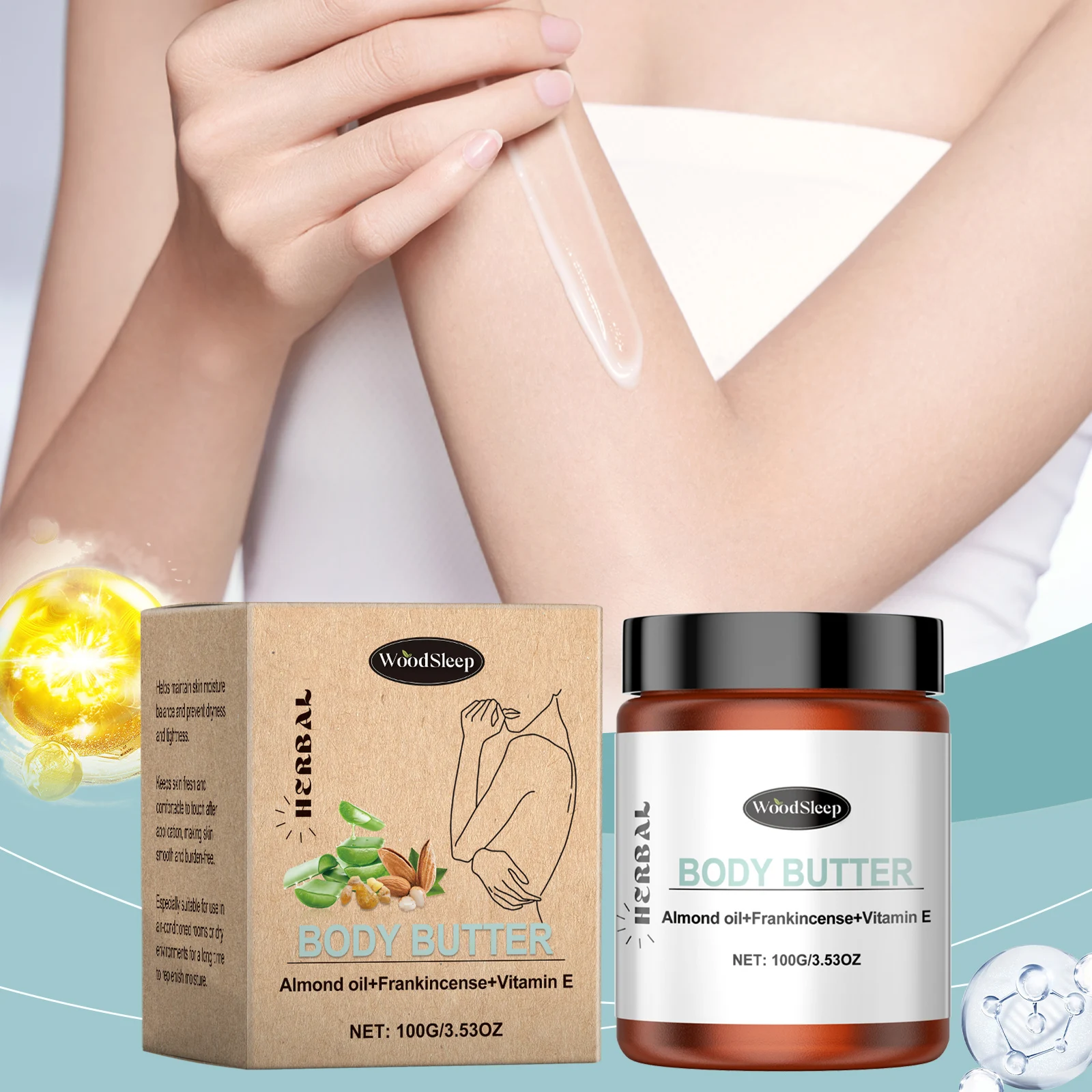 WOODSLEEP Moisturizing Body Butter with Aloe Extract - Soothing & Repairing, Keeps Skin Soft All Day