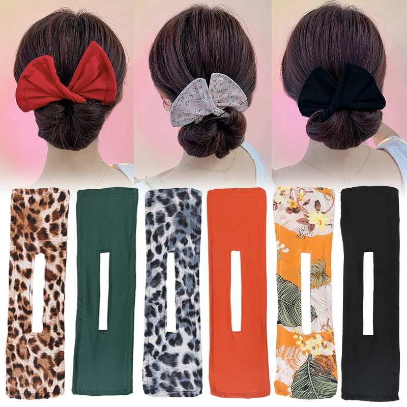 Fashion Women Girls Printted Knotted Deft Bun Hair Bands Rope Headband Fabric Hair Clip Hair Making Tool Hair Accessories