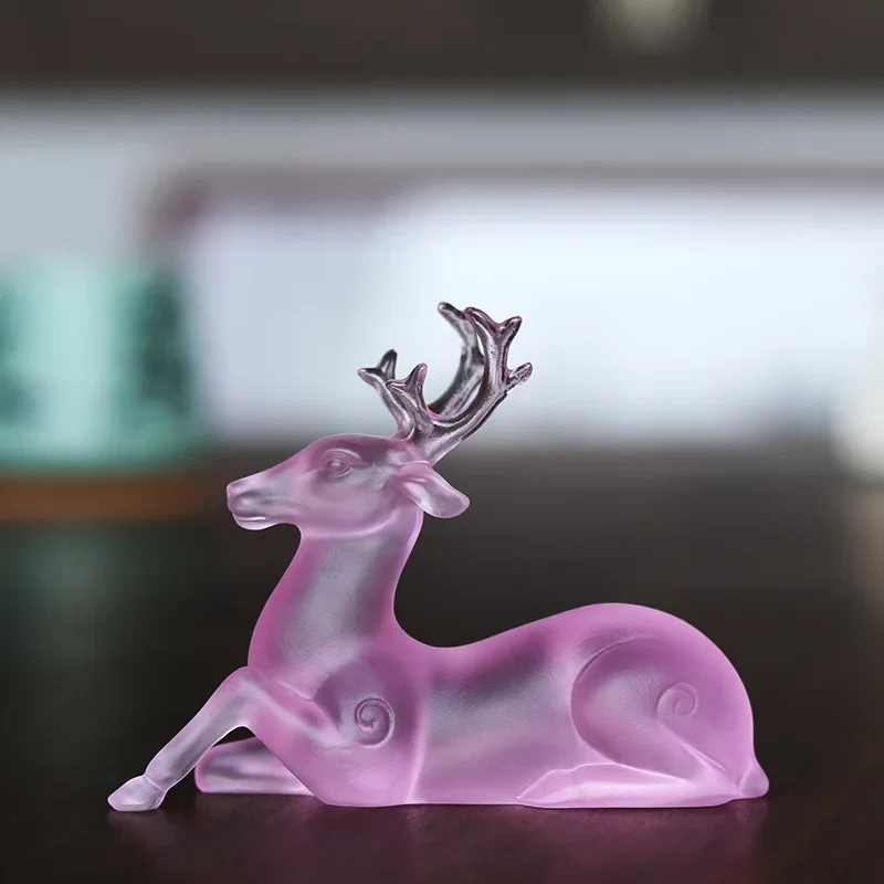 Glazed sika deer ornament accompanies all the way to attract wealth handicraft decoration living room desktop decoration