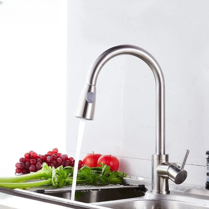 

Kitchen Pull Out Faucet with 2 Function Sprayer Stainless Steel Single Handle Water Tap Hot Cold Water Mixer 360 Degree Rotation